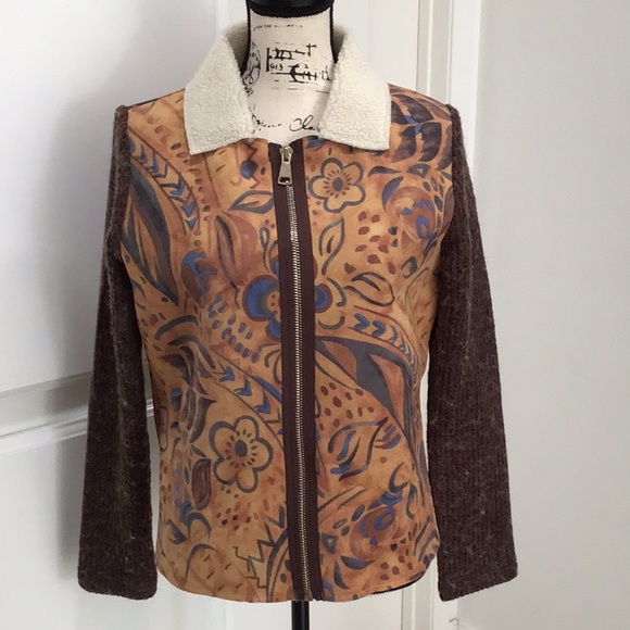 NWOT. K-I-K-I-T Printed Suede Knit Jacket - Picture 1 of 11